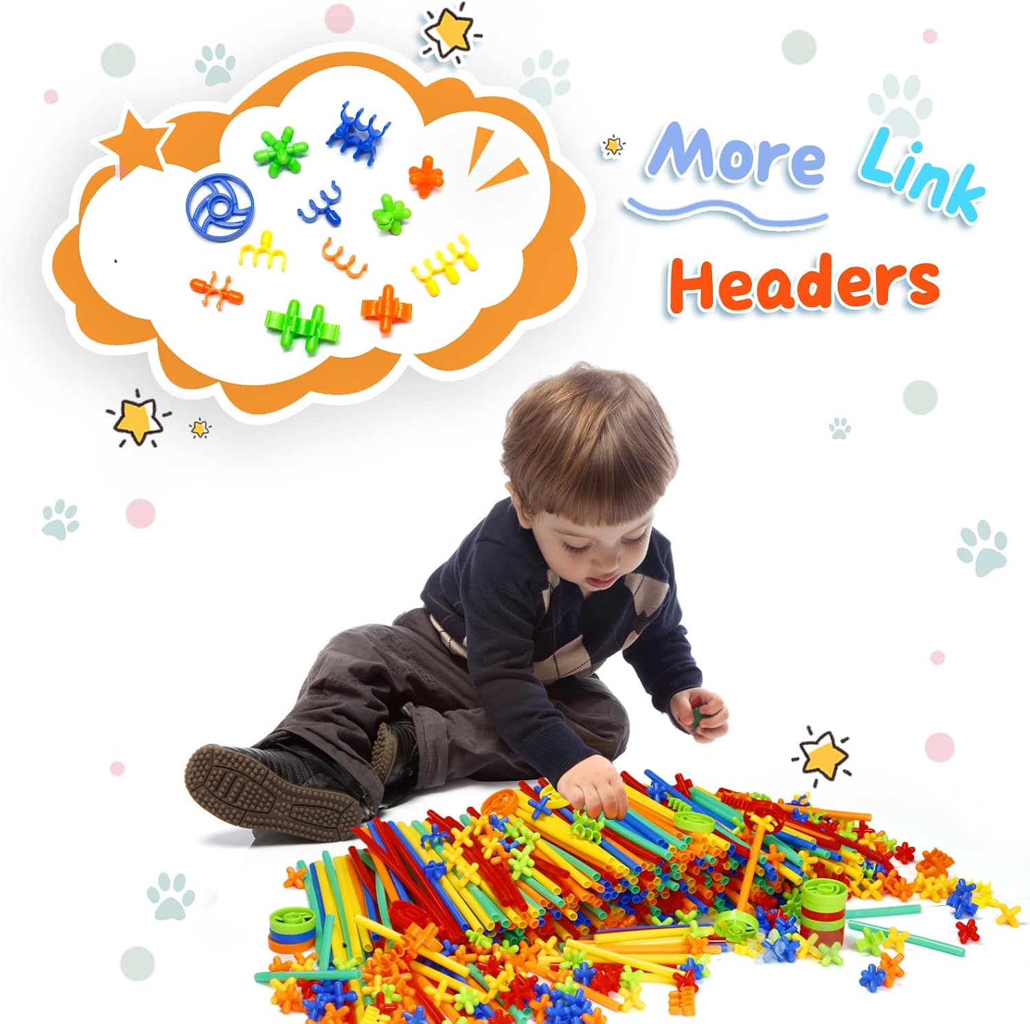 Ggiibro Straw Constructor Toys 1200Pcs STEM Building Toys Aged for 3 4 5 6 7 8+ Interlocking Plastic Toys Preschool Engineering Thin Tube Blocks Toy Educational Toy Kit for Classroom Kids Toys Set - Image 5