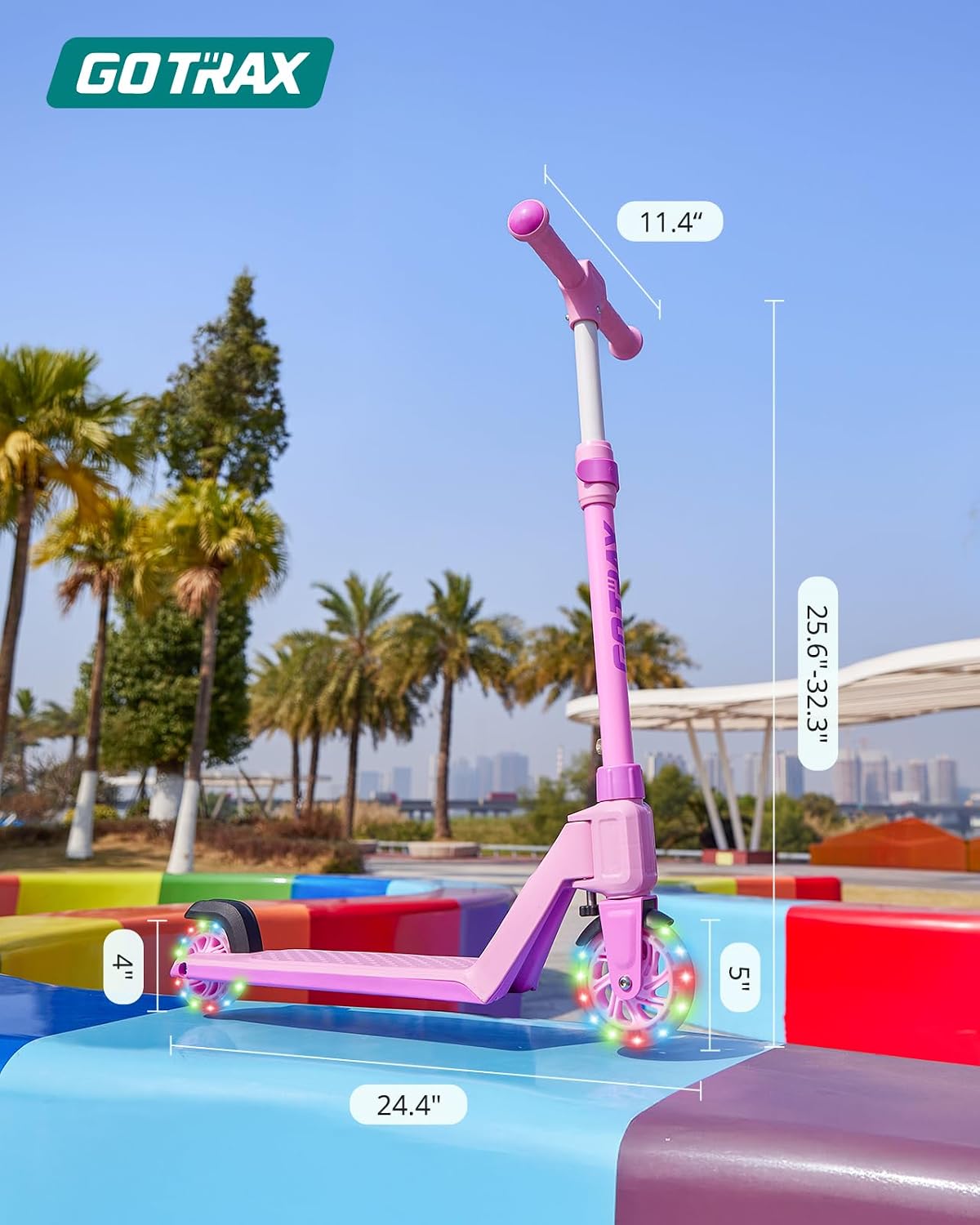 Gotrax K03 Kick Scooter for Kids, 5" LED Lighted Wheels and Adjustable Handlebars, Lightweight Design and Anti-Slip Deck, Max Load 110 Lbs, Kids Scooter for Boys & Girls Ages 3+, Pink - Image 7