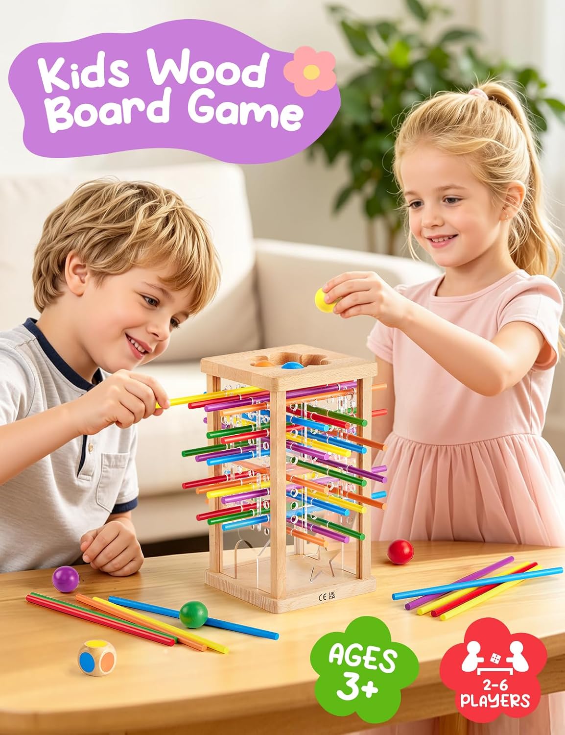 Montessori Wooden Board Game for Kids 4-6,Math Educational, Fine Motor Skills Toy for 3+ Year Olds Girls Boys, Classic Table Game for Family Night Gift for Boys and Girls - Image 2