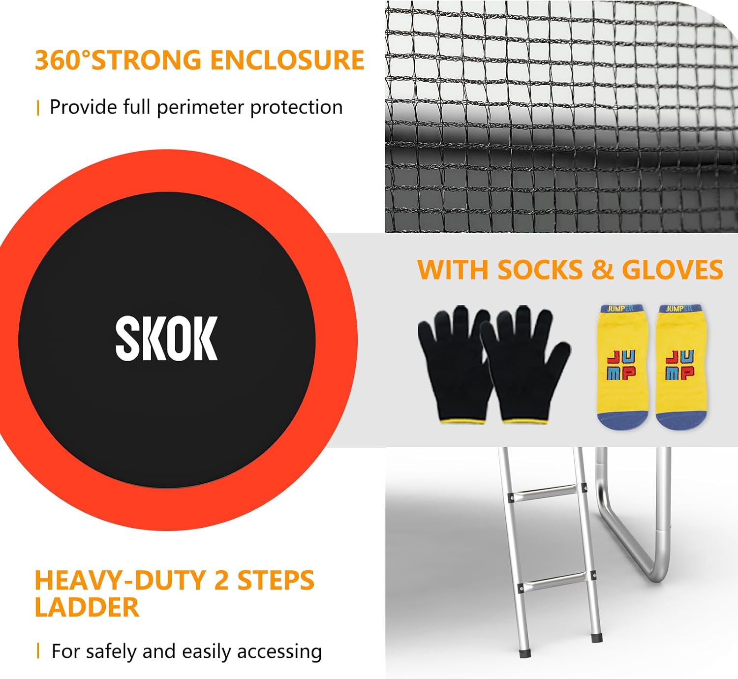 SKOK Trampoline for Kids,400LBS Outdoor Trampoline with Net-ASTM Approved Trampoline for Children and Adults - Image 3
