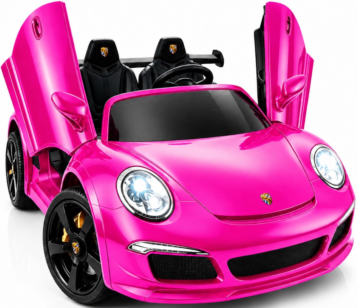 24V Kids Ride on Car for Big Kids, 2 Seaters RUF Licensed Sports Car, 4WD Kids Electric Car, Ride on Toys, Remote Control, Features Music, Story, Wireless Connection, Ideal Present for Kids