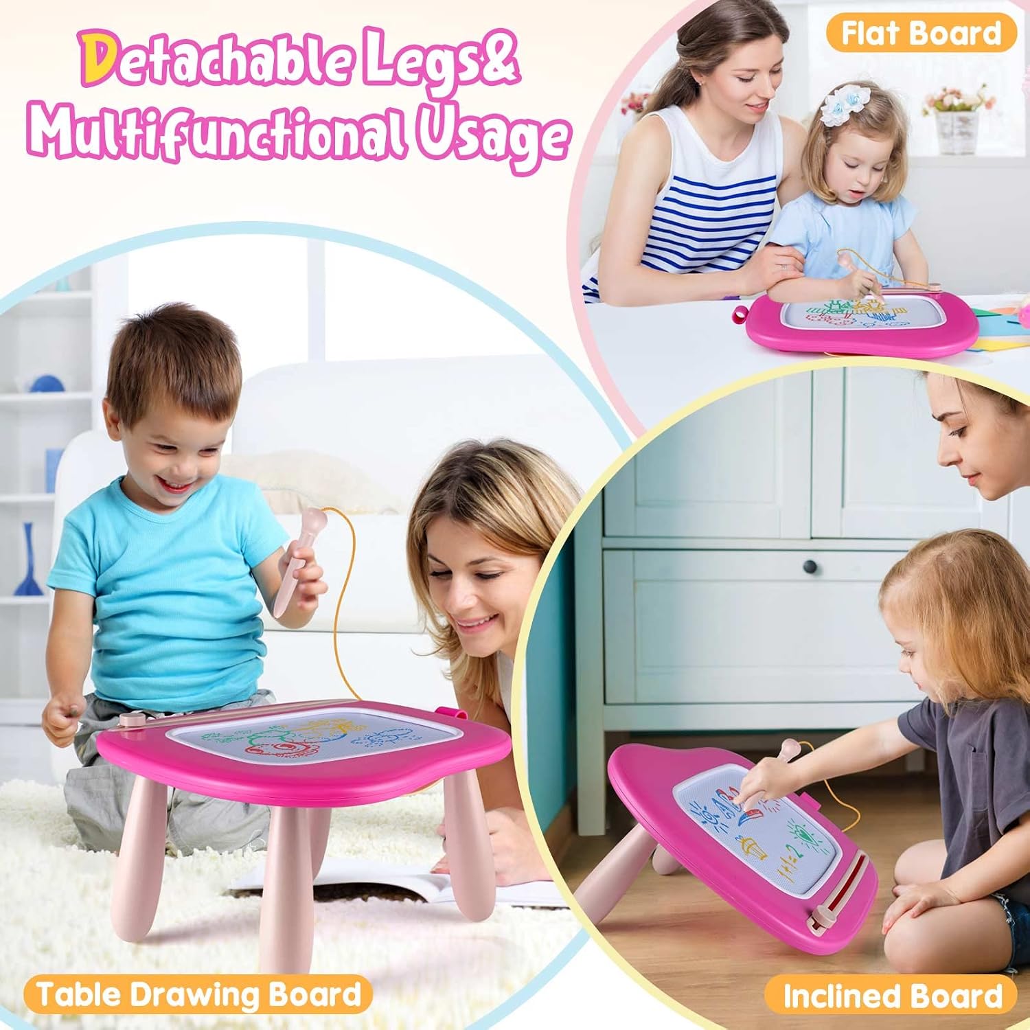 Smasiagon Magnetic Drawing Board for Toddlers: Erasable Doodle Board for Home, Travel & Preschool | Fun & Educational Toy for Baby Girls Boys(Ages 1-3) (Rose) - Image 8