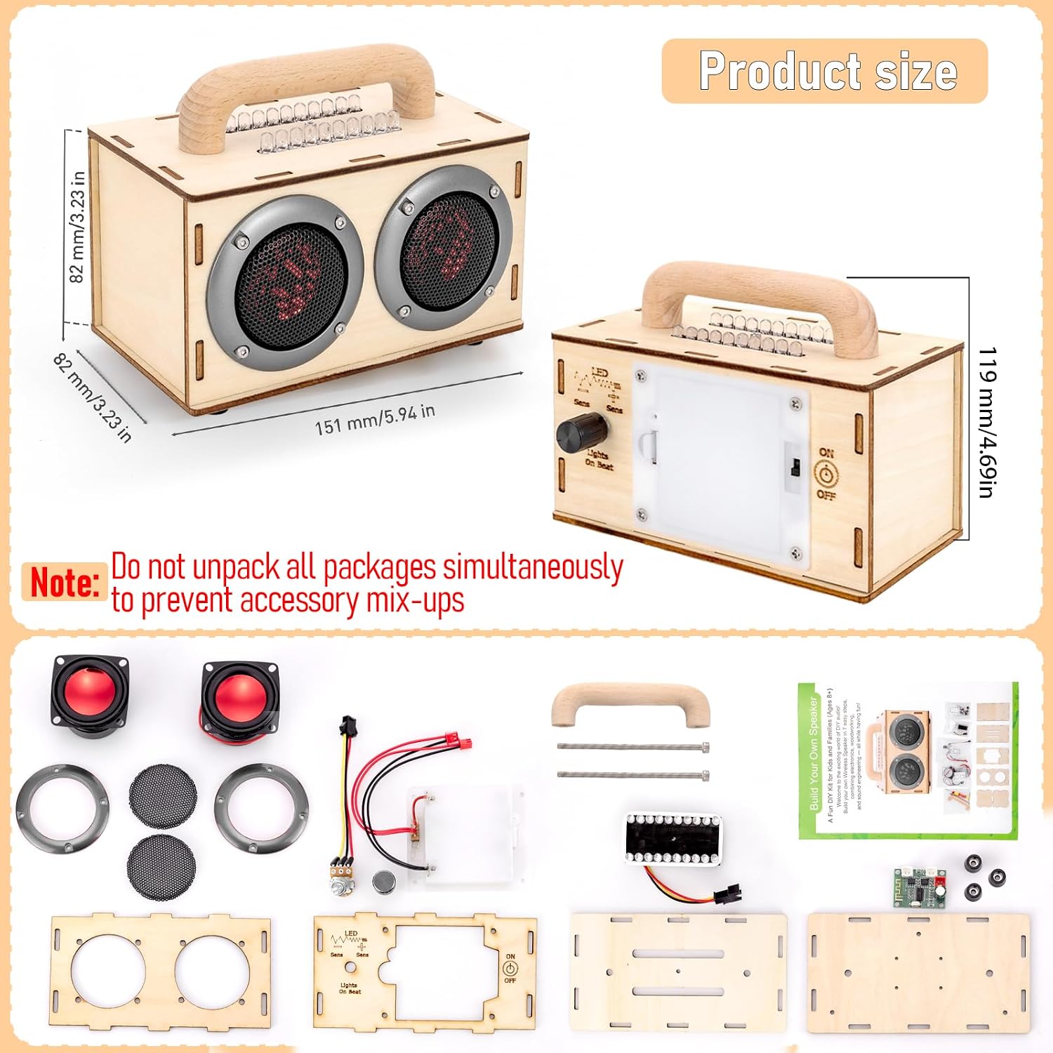 DIY Bluetooth Speaker Kit for Kids & Adults Age 8-12 | STEM Projects, Build Portable Speaker, LED Light, Science Experiment Electronics Set, Birthday Gifts for Boys & Girls