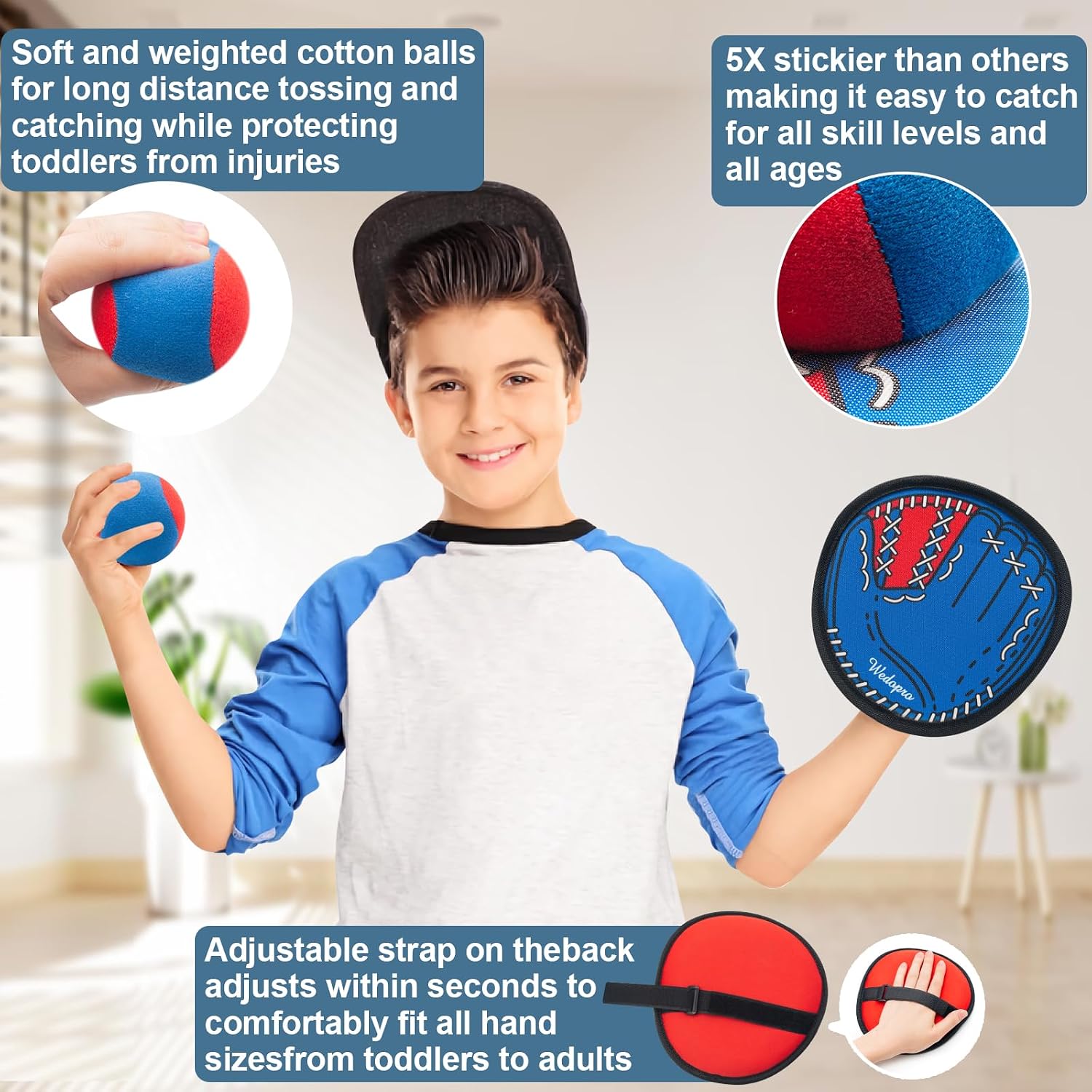 Toss and Catch Ball Game, Kids Toddler Baseball Glove & Catch Ball Toys, Outdoor Games for Family, Toys for Beach Yard Pool Outside, Birthday Easter Gift for Ages 3 4 5 6 7 8-12 Year Old Boys Girls - Image 4