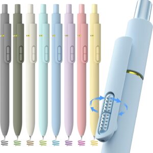 HIACRY 8 Pack Colorful Gel Ink Pens，Quick-Dry 0.7mm Fine Point Fidget Pens for Smooth Writing, Journaling & Drawing, Aesthetic Morandi Colored Pens for Women, School & Office Supplies (Morandi Colors)