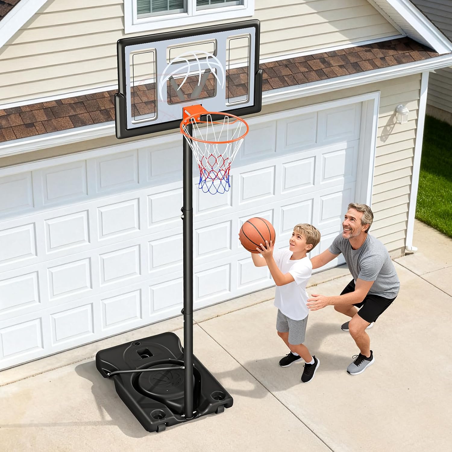 Yohood Basketball Hoop Outdoor 10ft Adjustable, Portable Basketball Hoop Goal System for Kids Youth and Adults in Backyard/Driveway/Indoor, 44 Inch Shatterproof Backboard and Larger Base - Image 7