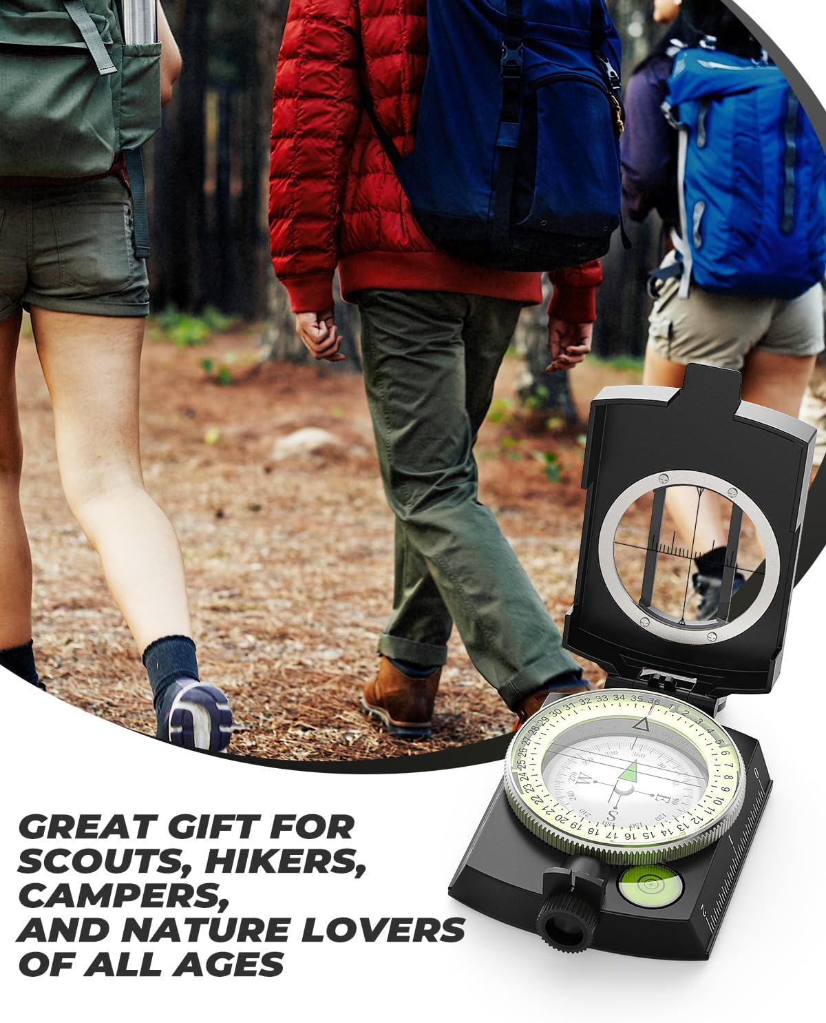 Sportneer Compass: Accurate Durable Lightweight Orienteering Compass with Strap and Carrying Case, Glow in The Dark Waterproof Hiking Essentials for Camping Backpacking, Best Survival Gifts for Kids - Image 6
