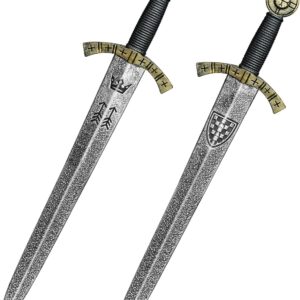 quescu 2pcs Knight Toy Sword,20.8″ Plastic Roman Sword for Medieval Warrior Costume Accessories,Halloween Cosplay LARP,Props