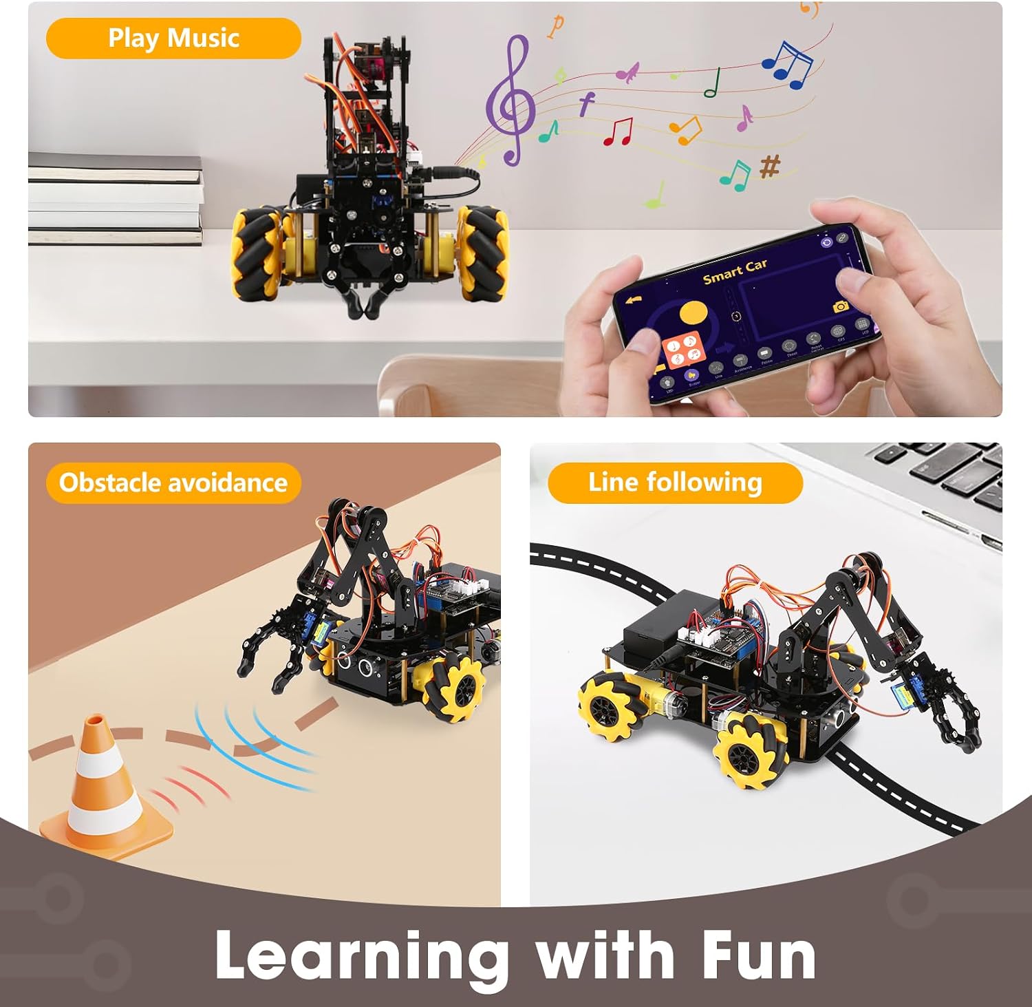 ACEBOTT Robotics for Kids Ages 8-12, Smart Robot Arm Car Kit with 5DOF, STEM Toys for Boys Age 8-12 12-16+, ESP32 Arduino/Python/Blockly Coding, App & Remote Control, STEM DIY Gift for Teens & Adults - Image 5