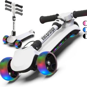 Elecorange Balance Electric Scooter for Kids Ages 2-9, 2025 Upgraded, Long Range, Friendly Thumb Throttle, Solid Wide Light Up Deck & Wheels, Adjustable Height, 5Mph Safe Limit, 60min Riding, Foldable