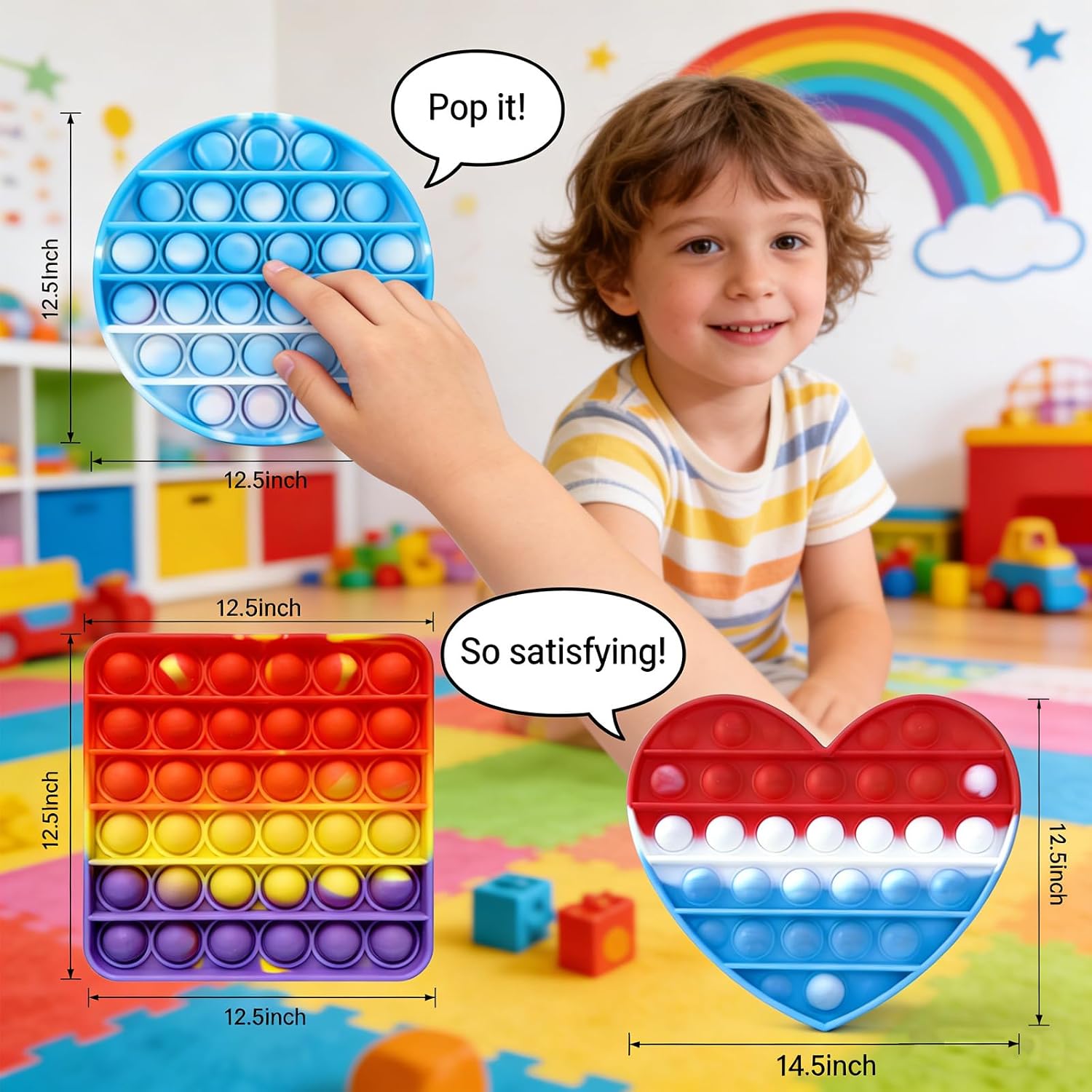 12PCS Rainbow Colors Pop Bubble Fidget Sensory Toys, Pop Fidget Toys,Pop Toy Bulk for Party Favor, Classroom Student Prizes Easter Basket Goodie Bag Stuffers Christmas Valentine Gift - Image 2