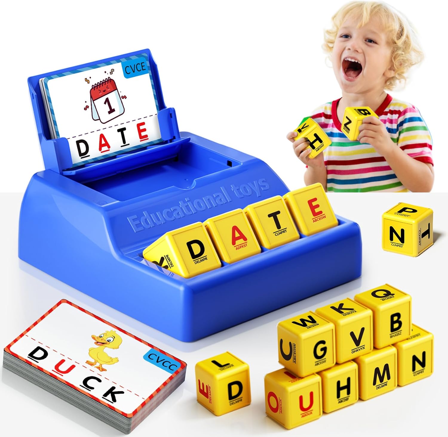 Montessori Matching Letter Game for Kids Ages 3-8 | Educational Learning Spelling Toys with Storage Function | Christmas Birthday Gifts for 3 4 5 6 Year Old Boys & Girls | Larger Blue (50% Bigger) - Image 8