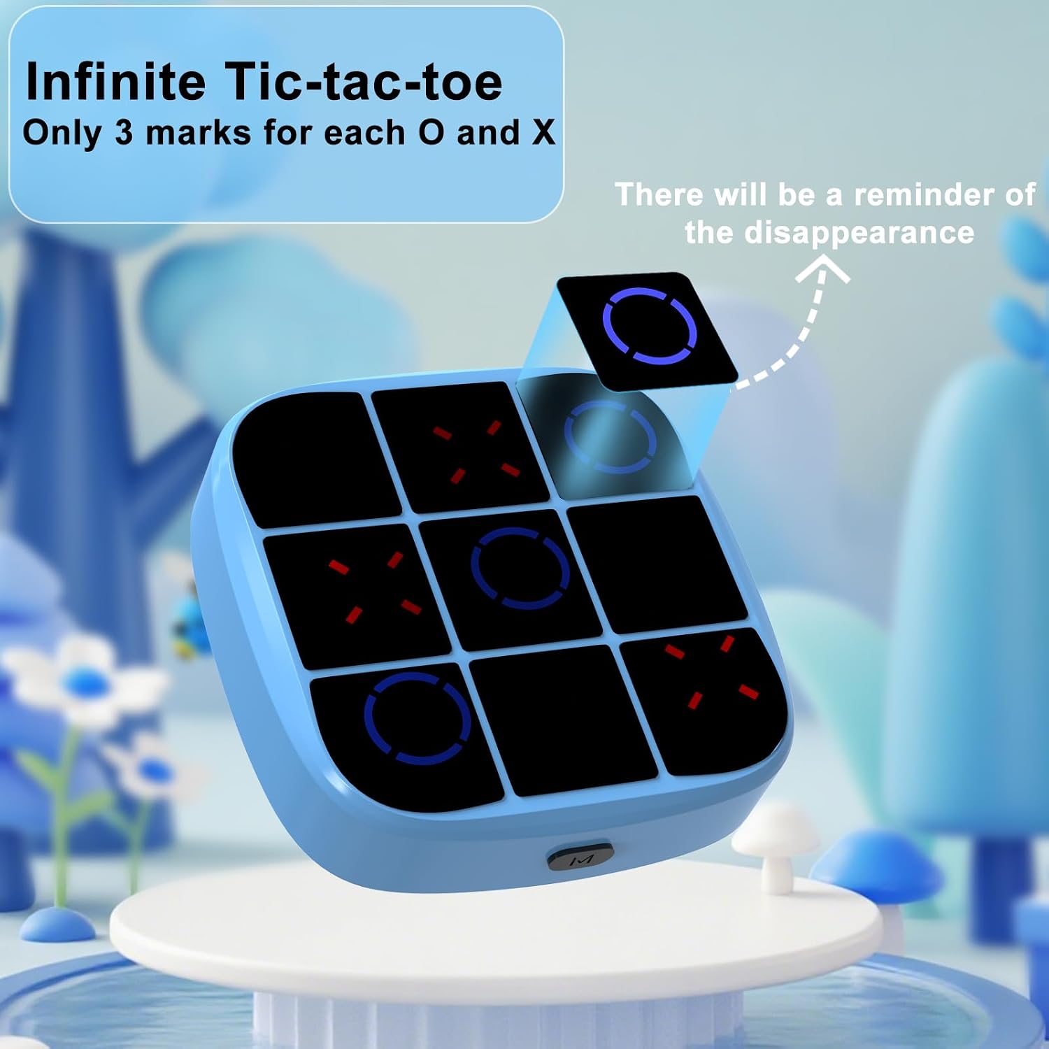 Tic-Tac-Toe Bolt Game, 4-in-1 Handheld Puzzle Games Console, Electronic Tic-Tac-Toe Game for Educational and Memory Growth, Portable Travel Games for Car Ride, Board Games for Kids and Adults (Blue) - Image 5