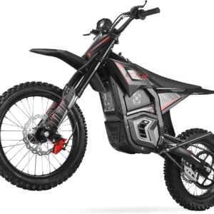 VALTINSU EM5 Pro 60V Electric Dirt Bike w/Light & Display, Off-Road Motorcycle 5600W 3 Speed Modes (Max 52MPH) Range 60 MI,17″/14″ Tires,Dual Suspension & Hydraulic Brakes Fit Age 15+ Black