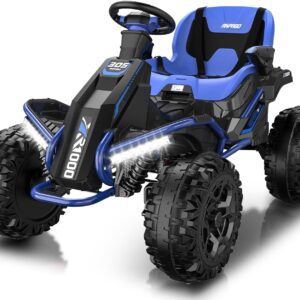 ANPABO 24V 4×4 Ride On Toys for Big Kids Aged 3-12 Blue-4x200W Motors, 5MPH, Wide Adjustable Seat, Parent Remote, Metal Frame, Shock Absorber, for Off-Road Ride