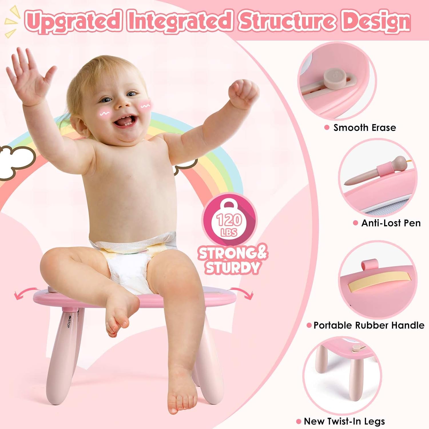 Smasiagon Toddler Toys Age 1-2 Year Old Boys Girls, Magnetic Drawing Doodle Board Pad Educational Learning Toys for 1 2 3 Year Old Boys Girls Gifts Birthday Party (Soft Pink) - Image 4