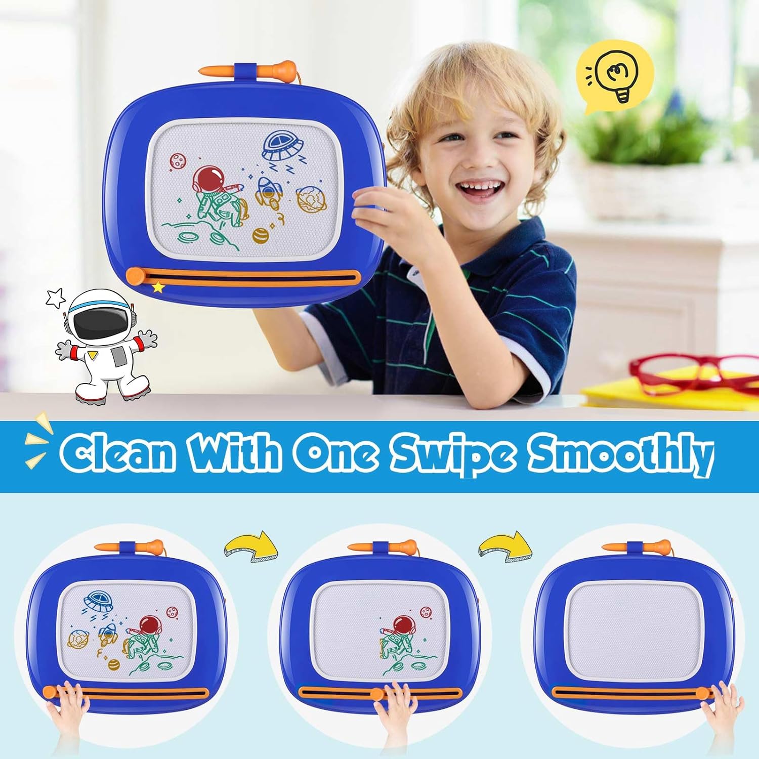 Smasiagon Toddler Toys Magnetic Drawing Board - Doodle Painting Board Pad Educational Learning Toys for 1 2 3 Year Old Boys Girls Christmas Birthday Gifts - Dark Blue - Image 2