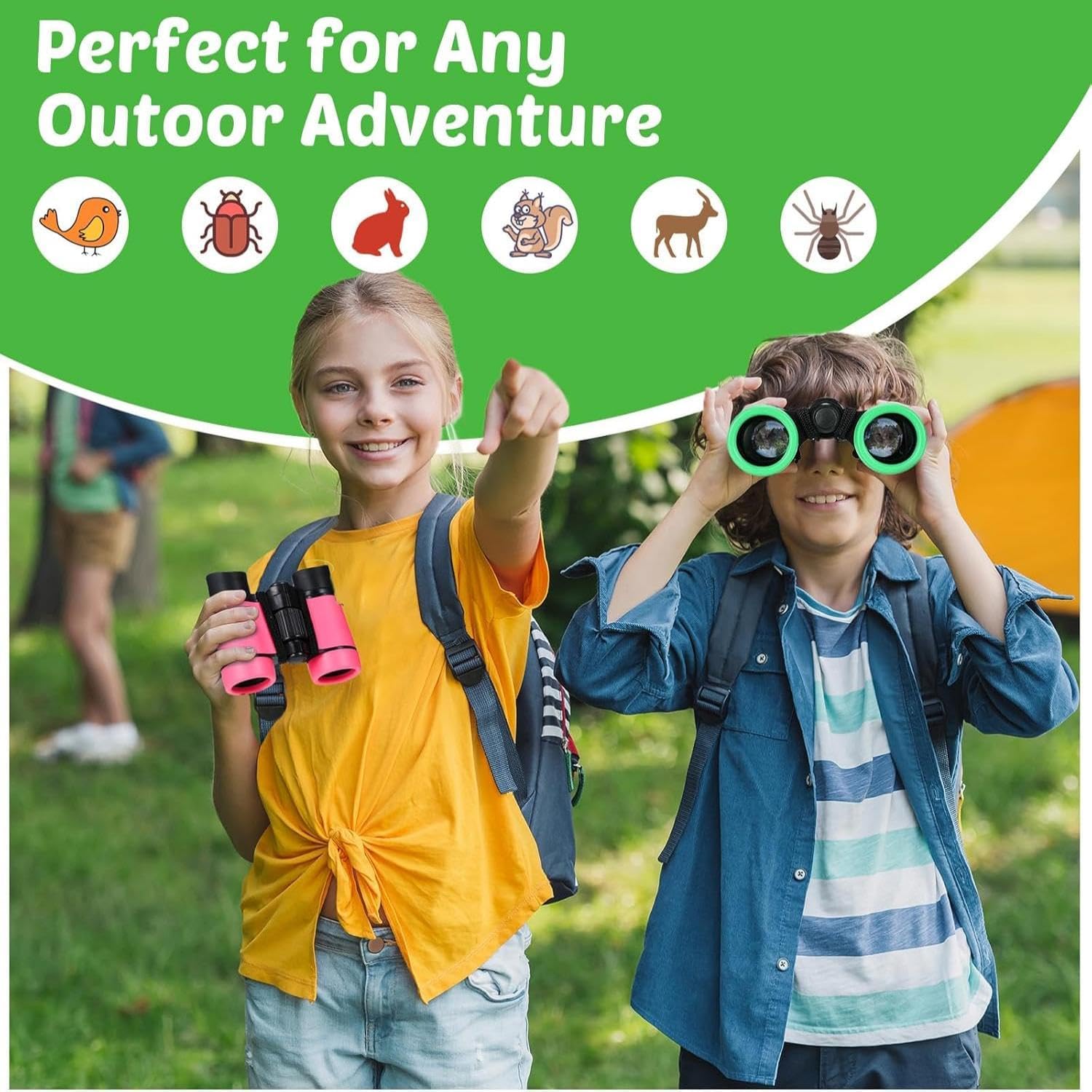 Hiboom 8 Set Kids Binoculars Bulk Shockproof Folding Children Mini Compact Binoculars Compass Magnifying Glass for 3-12 Years Boys Girls Kids Bird Watching Camping Outdoor Play - Image 7
