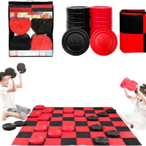 Grip Kids Jumbo Checkers Set with Storage Bag – 58 inch mat – Outdoor & Indoor Play Toys, Backyard Board Games, Family Party, Birthday for Toddlers Ages 5 6 7 8 Year Old – Amazon Exclusive