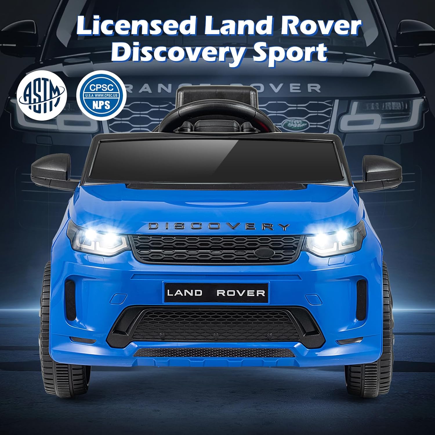 Costzon Ride on Car, Licensed Land Rover Discovery Sport Electric Vehicle, 12V Kids Car with Parent Remote Control, Music, Horn, Song, Gift for Aged 3+ (Blue, 38” x 24” x 17”(L x W x H)) - Image 2