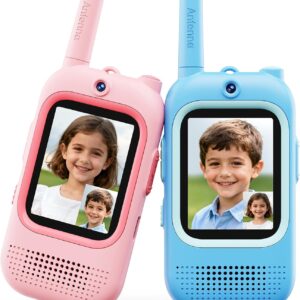 Video Walkie Talkies for Kids – 2 Pack Long Range Walkie Talkie Rechargeable Video Intercom 2 Way Radio for Age 3-12 Boys Girls for Indoor Outdoor Camping (Pink&Blue)