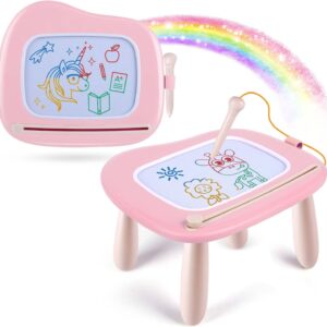 Smasiagon Magnetic Drawing Board for Kids, Toddler Toys for 1-2 Year Old Girl, Portable Doodle Board Pad Learning and Educational Toys for Ages 1 2 3 Year Old Baby Girl Birthday Gift（Pink）