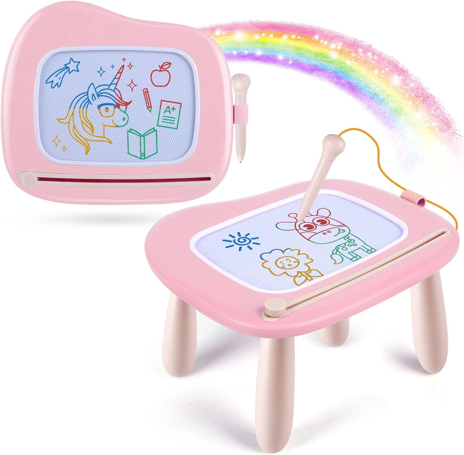 Smasiagon Magnetic Drawing Board for Kids, Toddler Toys for 1-2 Year Old Girl, Portable Doodle Board Pad Learning and Educational Toys for Ages 1 2 3 Year Old Baby Girl Birthday Gift(Pink)