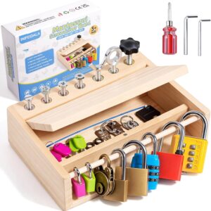 INIFEIDALA Montessori Toys for 3 4 5 Year Old,Montessori Screwdriver Board Set-Lock and Key Toy,Kids Tool Set,Preschool Learning Sensory Activities – Fine Motor Skills – STEM Toys