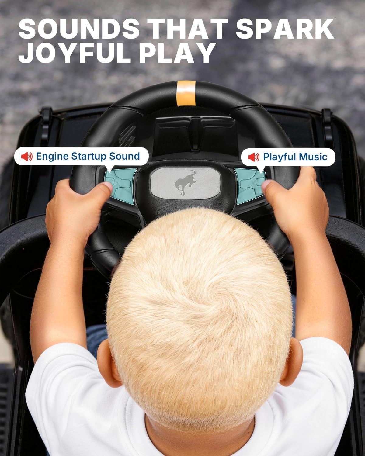 First Ride On 3-in-1 Toddler Push Car, Licensed Ford Bronco Raptor Kids Push Car for Toddlers 1-3 w/Handle, Safety Rails, Music and Horn, Toddler Ride on Toy for Boys, Stroller Substitute (Black) - Image 6