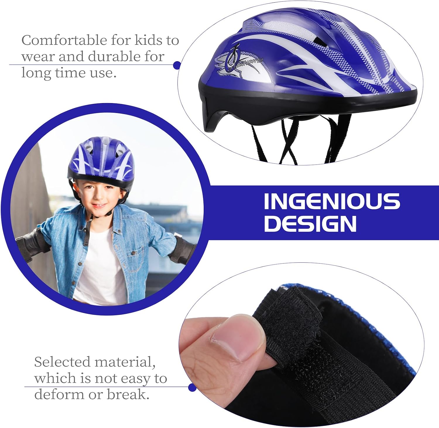 Kids Helmet with Sports Protective Gear Set: Adjustable Helmet for Ages 3-8 Boys Girls, Toddler Knee Elbow Wrist Pads for Cycling Biking Riding Skating Scooter (Blue) - Image 7