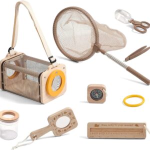 Montessori Wooden Bug Catcher Kit for Kids – 8-in-1 Outdoor Explorer Set with Habitat, Net & Magnifying Glass STEM Learning Toys for Ages 3-8 Nature Gift for Boys & Girls