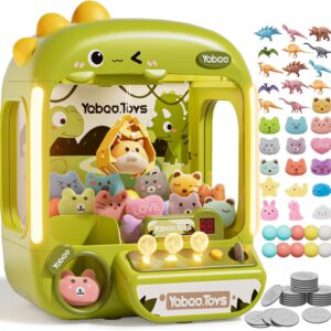 64 PCS Large Claw Machine for Kids Dinosaur, Claw Machine Toys with Sound Lights, Birthday Party Gift for 3 4 5 6 Year Old Boys Girls, Candy and Prize Electronic Dispenser Game Ages 3-4 4-8