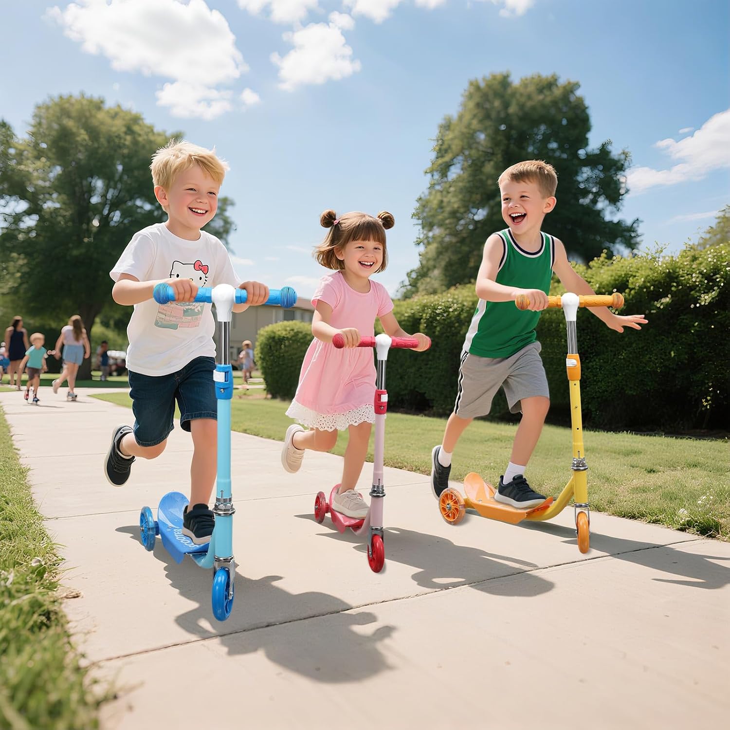 Kick Scooters for Kids 3-5 5-7 Years Age - Handlebars Safe-First Steer,Anti-Slip Deck,Height Adjustable Three Wheeled LED Lighted Up Toddler Scooter for Boy & Girl, Indoor Outdoor Kid Child Toy Gift - Image 8