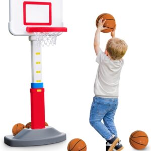 Fisher-Price™ Grow-to-Pro Basketball Hoop for Toddlers & Kids – Adjustable Height Indoor/Outdoor Play Set with Ball, 18 Months – 5 Year