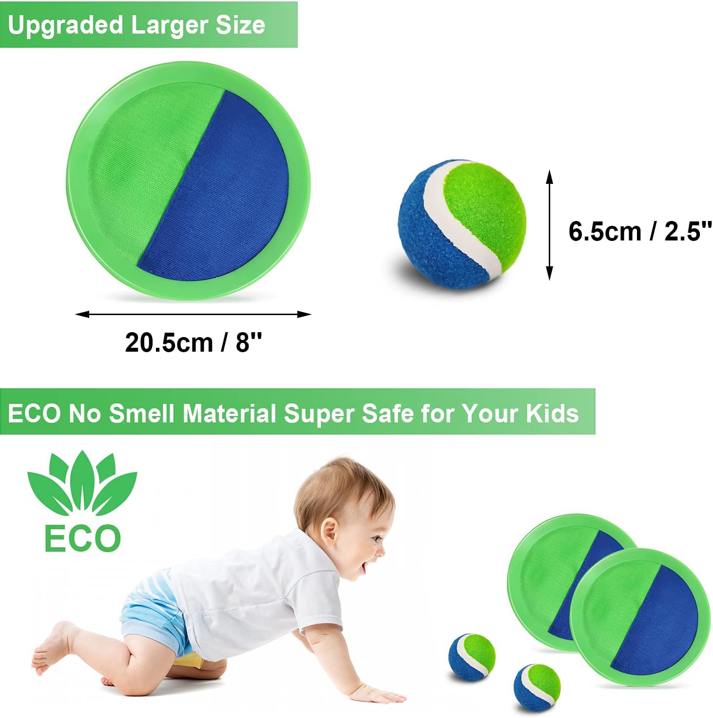 Jalunth Ball Catch Set Game Toss Paddle - Beach Toys Back Yard Outdoor Games Pool Backyard Target Throw Catch Sticky Set Age 3 4 5 6 7 8 9 10 11 12 Years Old Boys Girls Kids Easter Gifts Blue - Image 5
