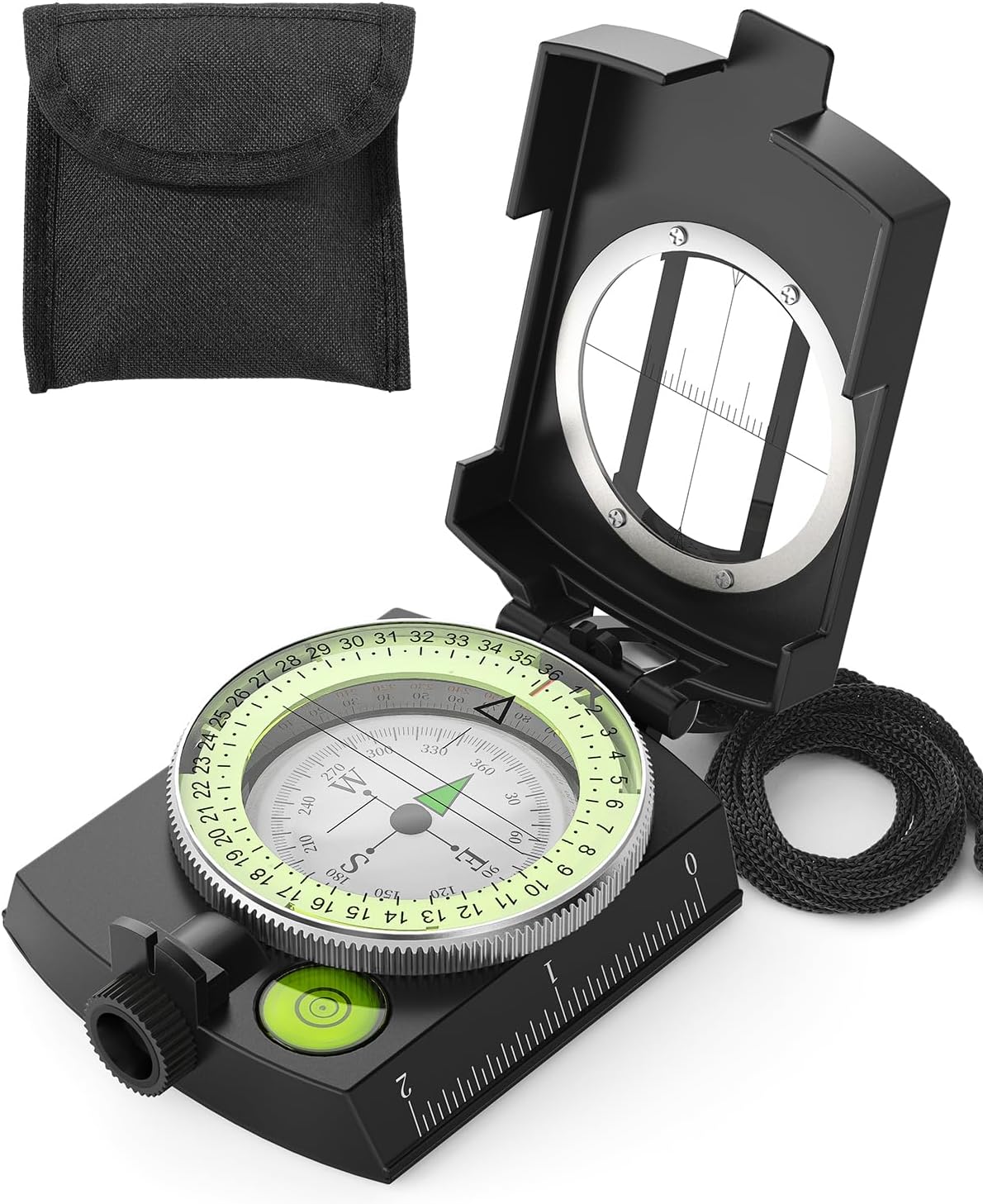 Sportneer Compass: Accurate Durable Lightweight Orienteering Compass with Strap and Carrying Case, Glow in The Dark Waterproof Hiking Essentials for Camping Backpacking, Best Survival Gifts for Kids