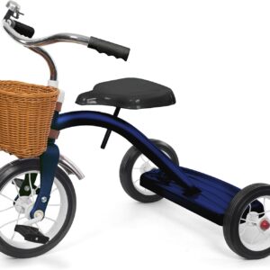 KRIDDO Classic All Metal Toddler Trike, Gift for Boys and Girls Ages 2 to 4 Year Old, Tricycle for 1 to 3 Year Olds, Sturdy Rear Deck, Deluxe Steer and Ergonomics Grip, Indoor and Outdoor, Blue