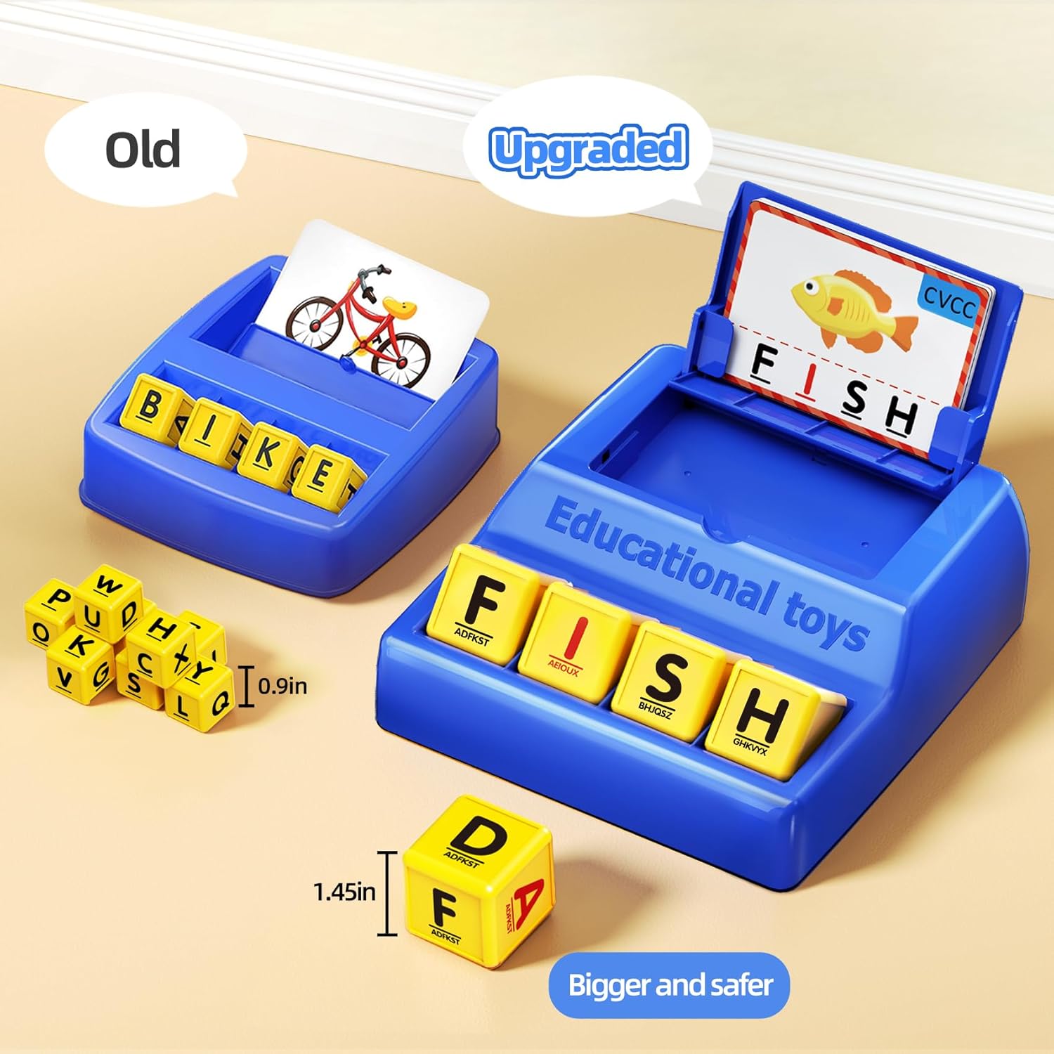 Montessori Matching Letter Game for Kids Ages 3-8 | Educational Learning Spelling Toys with Storage Function | Christmas Birthday Gifts for 3 4 5 6 Year Old Boys & Girls | Larger Blue (50% Bigger) - Image 4