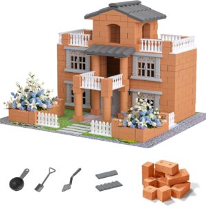 Mini House Building Kit for Kids 8+, Tiny House STEAM Creation with Real Bricks & Tiles, Miniature House Kit Craft Set, Tiny Home Kit DIY Small House Construction Toy