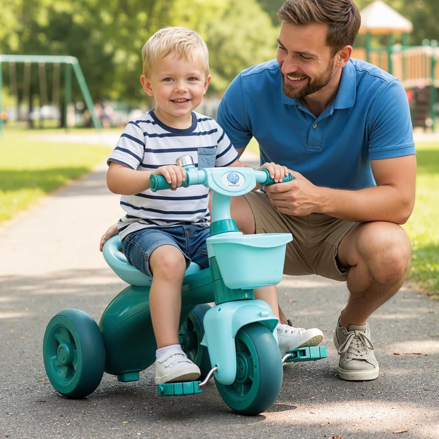 BABY JOY Toddler Bike, Kids Tricycle with Front & Rear Storage Basket, Ergonomic Seat, Non-Slip Handle and Fun Bell, Children Trike for Boys Girls Indoor Outdoor Play (Green) - Image 8