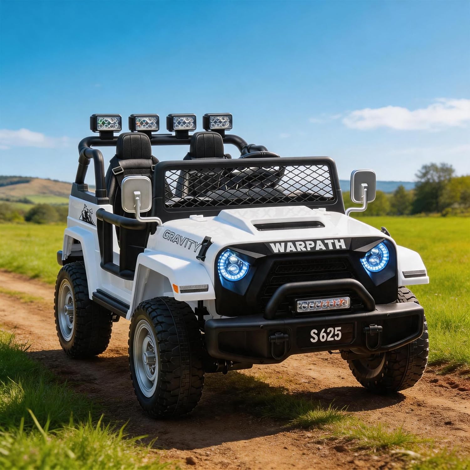 White 24V 4WD Ride On for Kids, 2-Seater Electric Truck with Remote Control, 4x200W Motors, Spring Suspension, LED Lights & Bluetooth, Updated Edition - Image 7