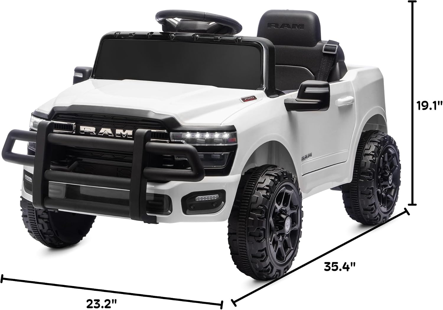 Kidzone Licensed Ram 3500 12V Ride on Truck, Powered Ride-on Car with 2.4G Remote Control & Manual Modes, Electric Toy Vehicle for Kids with Bluetooth, LED Lights, Spring Suspension, White - Image 7