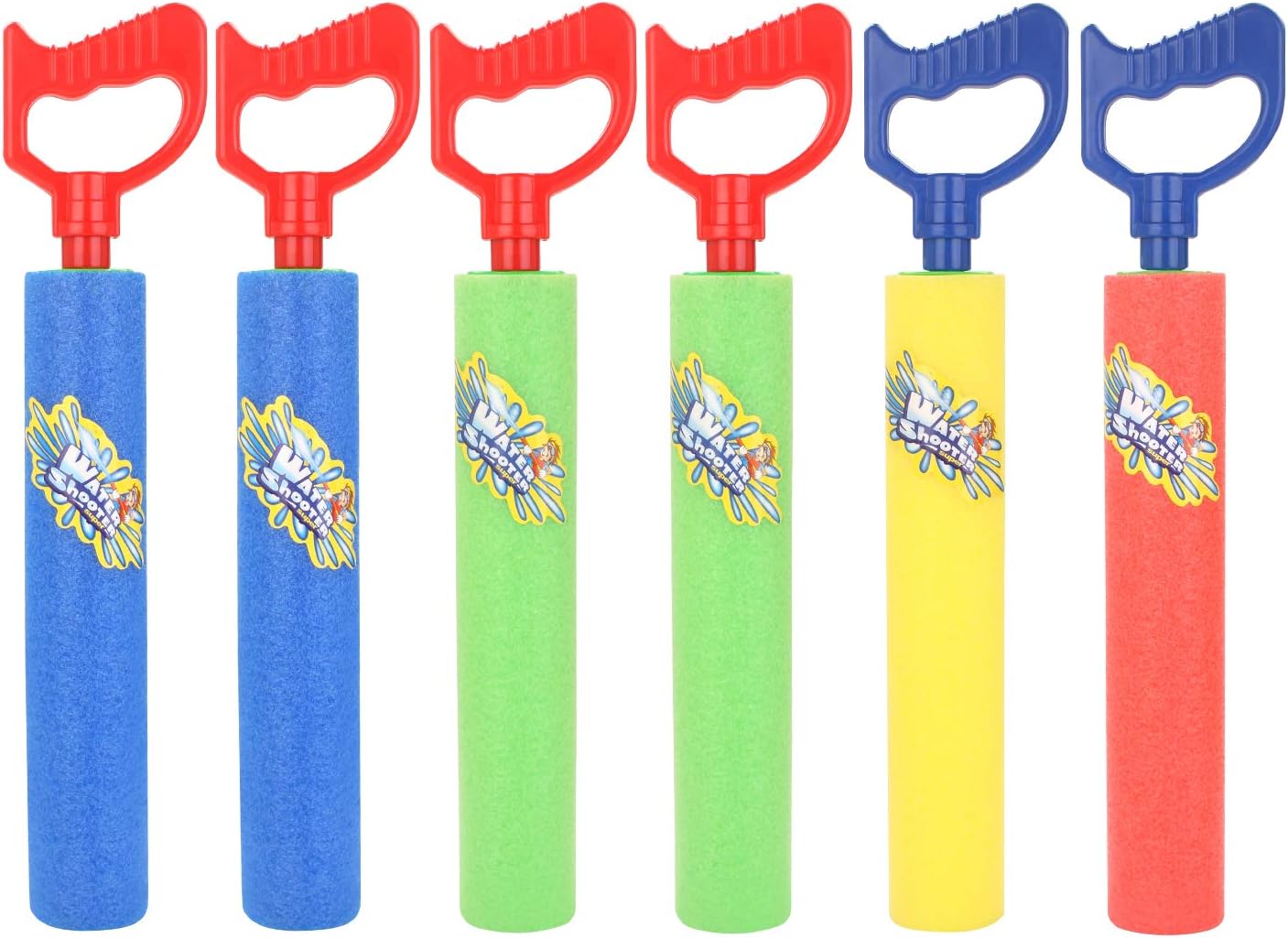 Fun-Here Water Guns Shooter 6 Pack, Super Foam Soakers Blaster Squirt Guns, Pool Noodles Toy with Plastic Handle Summer Swimming Beach Garden Fighting Game,Outdoor Toys for Kids Boys Girls Adults - Image 4