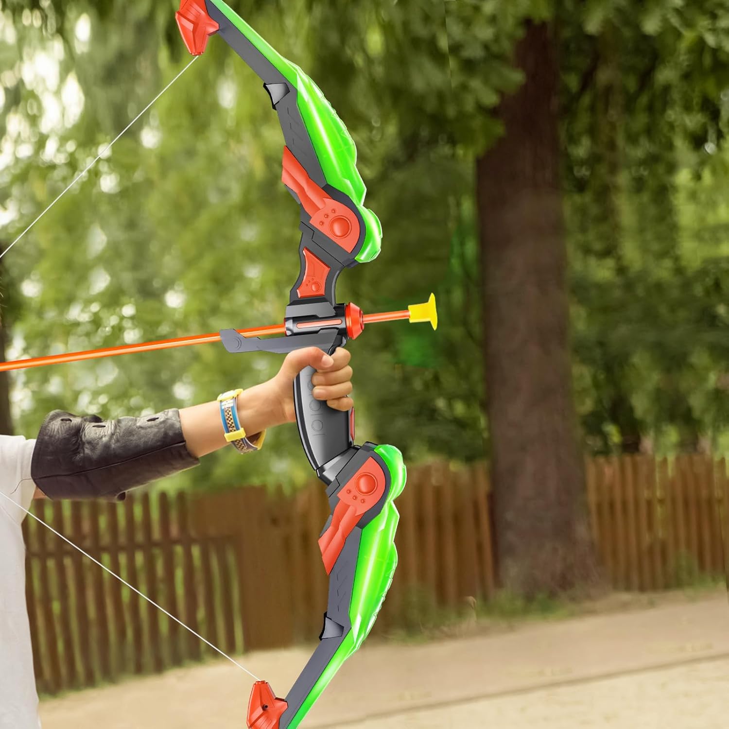 TEMI Bow and Arrow Set for Kids - Archery Toy Set - LED Light Up with Suction Cup Arrows, Target & Quiver, Indoor and Outdoor Toys for Children Boys Girls - Image 5