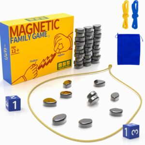 Magnetic Chess Game with 30 Stones & Rocks Set – Fun Strategy Game with String Rope, Includes Extra Magnets for Increased Difficulty, Perfect for Game Nights & Parties, Age 12+