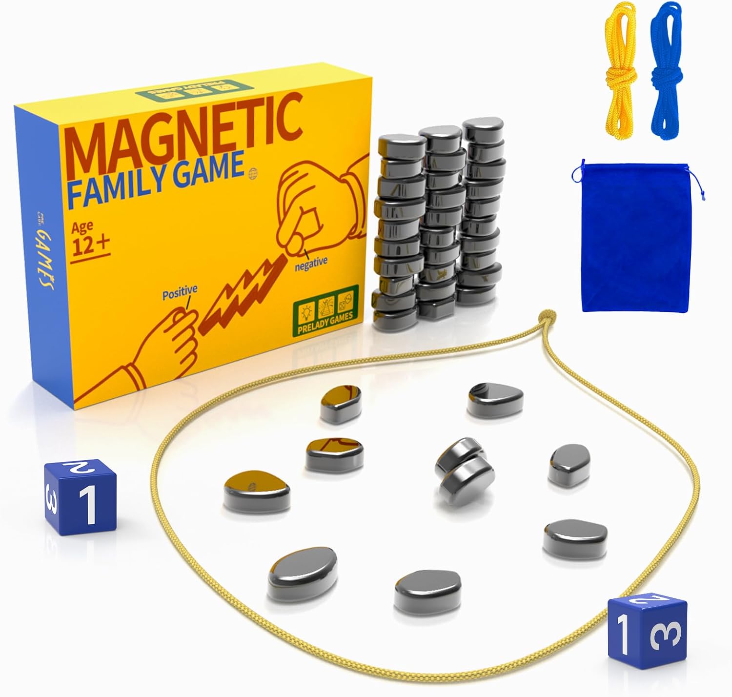 Magnetic Chess Game with 30 Stones & Rocks Set – Fun Strategy Game with String Rope, Includes Extra Magnets for Increased Difficulty, Perfect for Game Nights & Parties, Age 12+