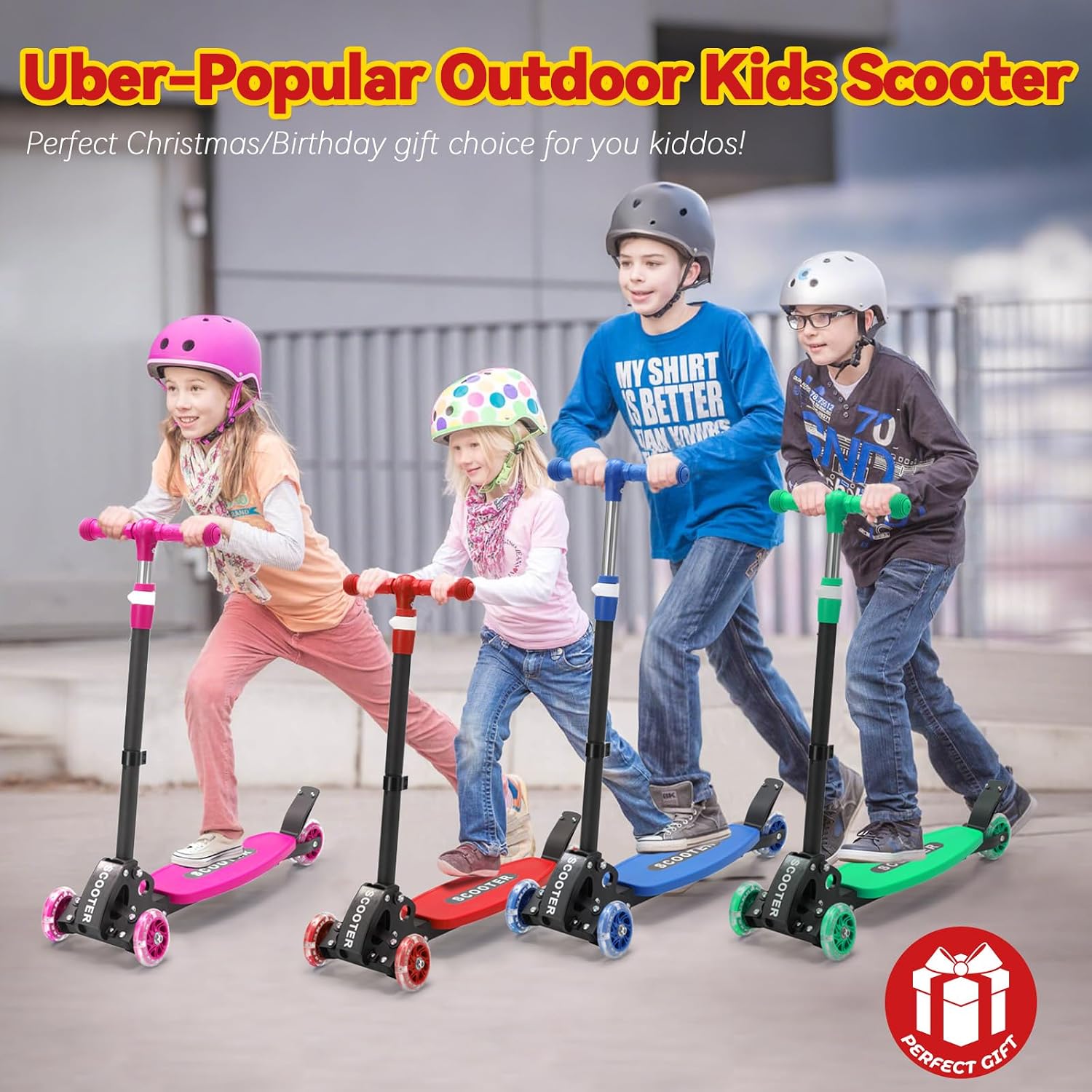 Scooter for Kids 3-12, Kid Scooters with Extra-Wide Deck, 165 lbs Capacity, 3 Wheel Kick Scooter with Lean to Steer, Height Adjustable Handlebar, Light Up Wheels for Stable Smooth Riding, Child Gift - Image 8