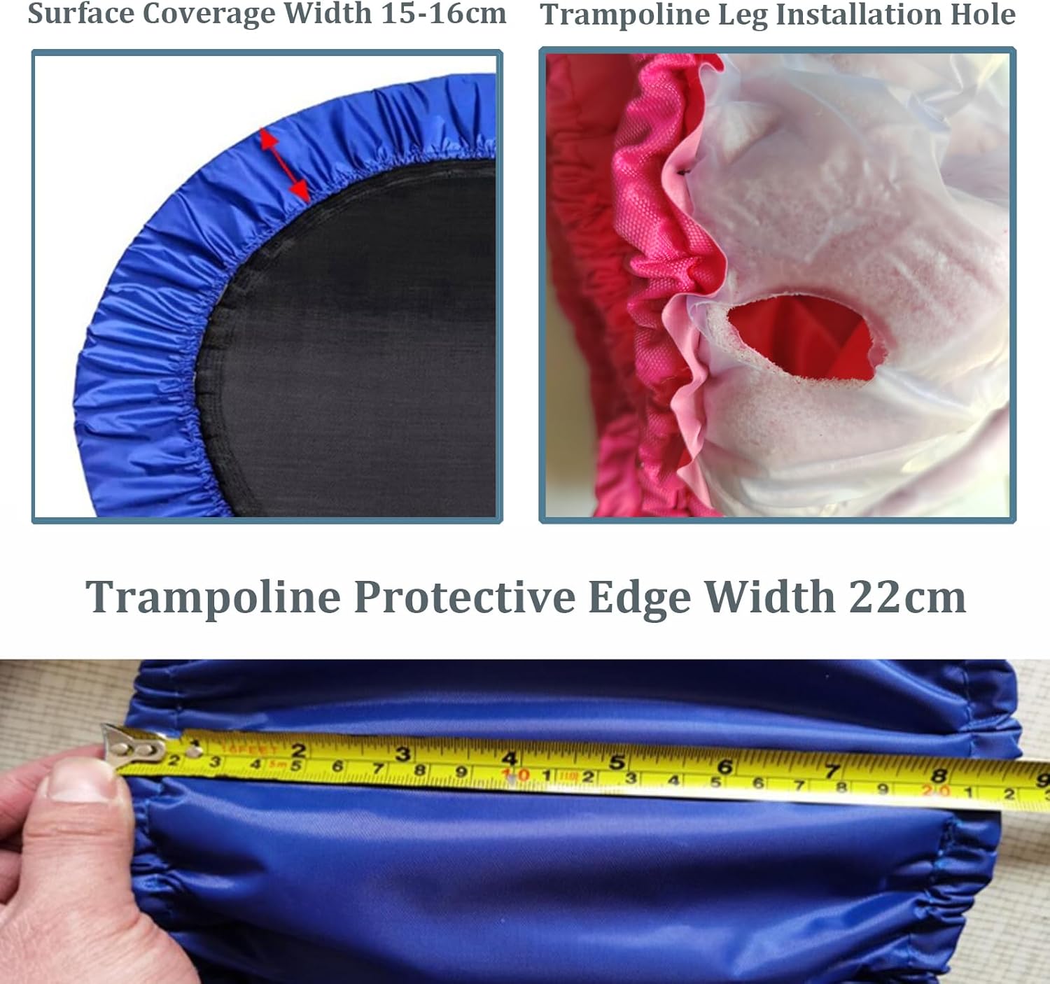 Mini Trampoline Spring Cover 36 38 40 45 60inch Small Trampoline Pad Replacement 3 Layers Thickened & Widened, 800D Tear-Resistant Oxford Cloth, fit Indoor Trampoline for Toddlers - Image 5