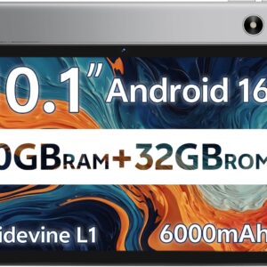 SVITOO Android Tablet 10 Inch, Android 16 Tablet for Kids Adults, 20GB RAM 32GB Storage 1TB Expandable, Dual Cameras 8MP 2MP, 6000mAh Dual Speakers WiFi 6, Gray