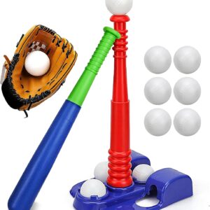 TOY Life Tball Set for Kids 3-5 & 5-8 – Toddler Baseball Tee and Bat Set with Glove & 6 Balls – Ideal Boy Toy Gift for Outdoor Play and Beginner Training